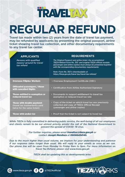 tieza travel tax refund|NOTICE ON REGULAR TRAVEL TAX REFUND.
